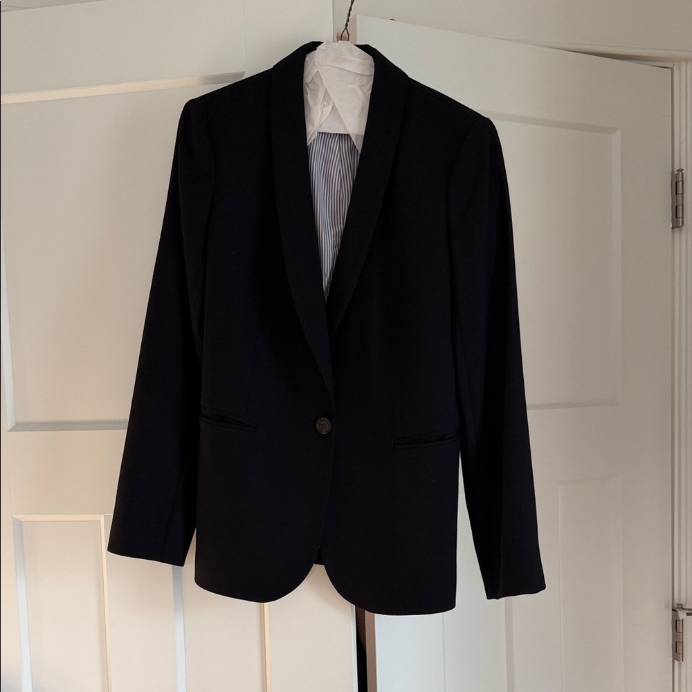 J Crew Black Wool Blazer with Button Detail
